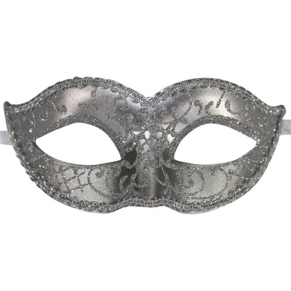 Perfectpretend Silver Plastic Costume Masquerade Mask with Glitter PE366241